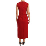 Dolce & Gabbana Red Sweetheart Sleeveless Midi Stretch Dress DR28180-38