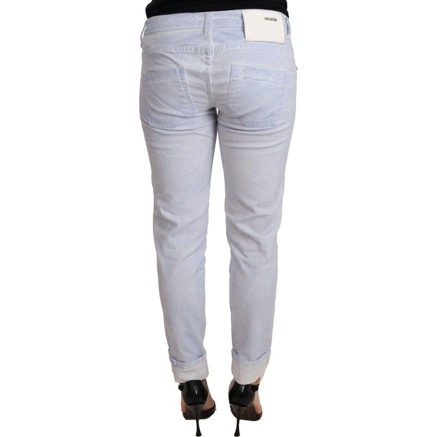 Acht Light Blue Cotton Push Up Denim Jeans Jeans & Pants Acht Gray