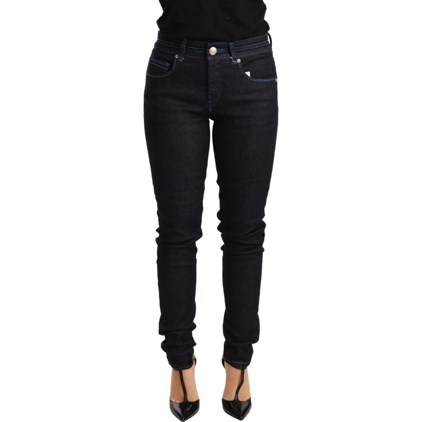 Acht Sleek Low Waist Skinny Denim Jeans & Pants Acht Black