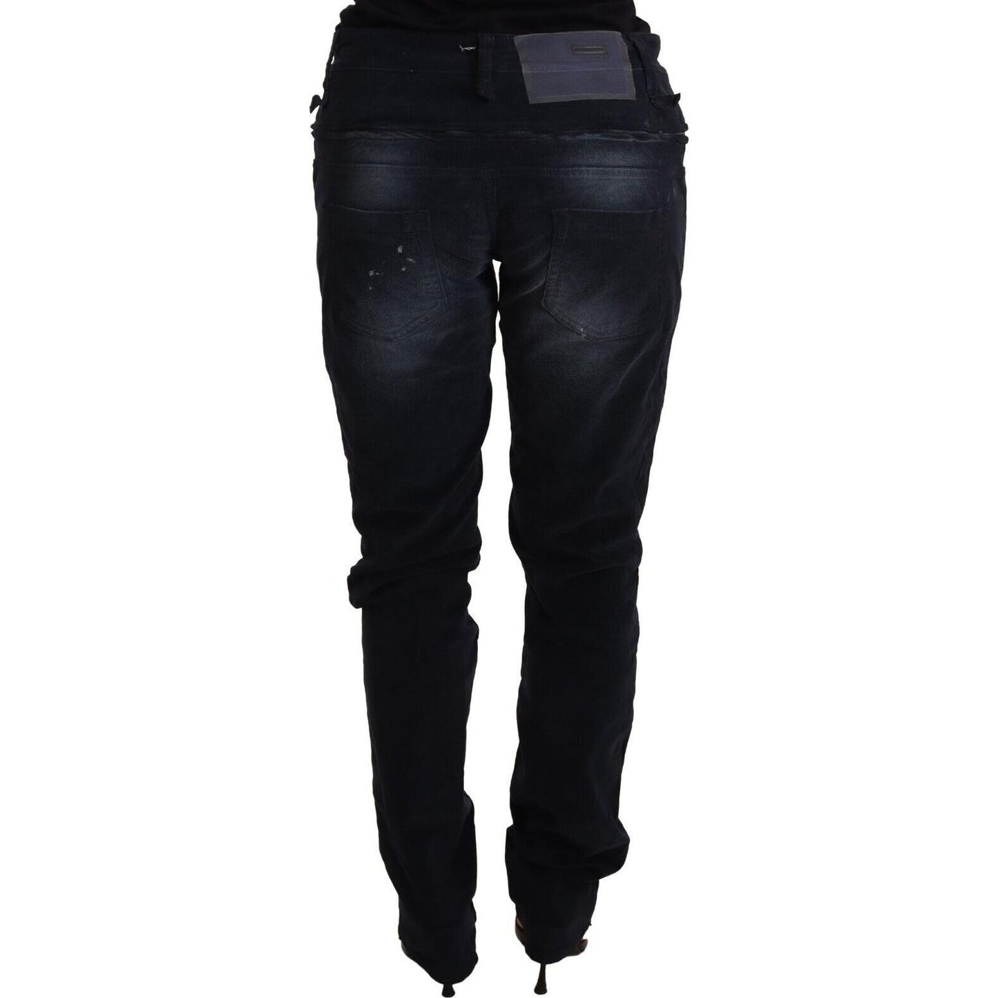 Acht Elegant Dark Blue Slim-Fit Denim Jeans & Pants Acht Black