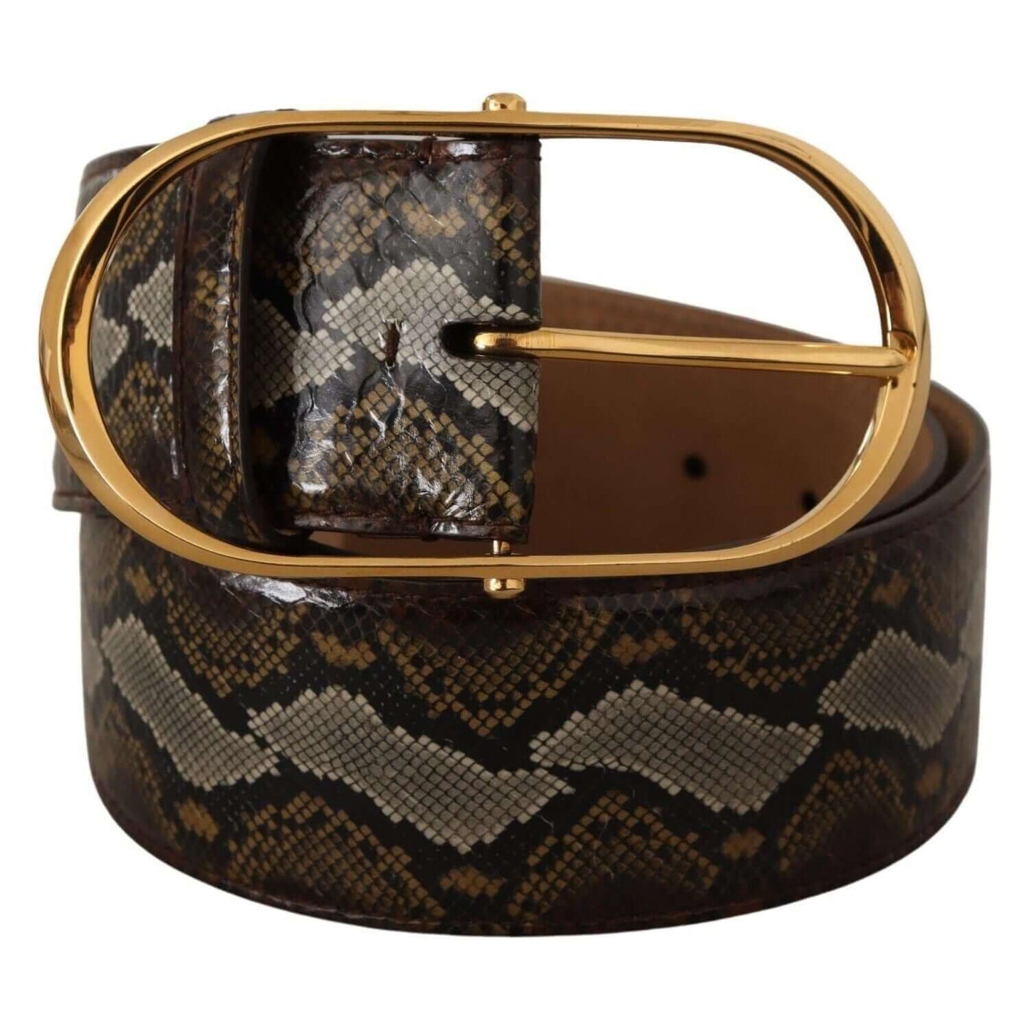 Dolce & Gabbana leather belt with elegant gold oval buckle, showcasing luxury and style for fashion enthusiasts.