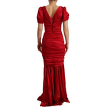 Dolce & Gabbana Red Silk Stretch Sheath Mermaid Gown Dress DR28308 - 40