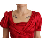 Dolce & Gabbana Red Silk Stretch Sheath Mermaid Gown Dress DR28308 - 40