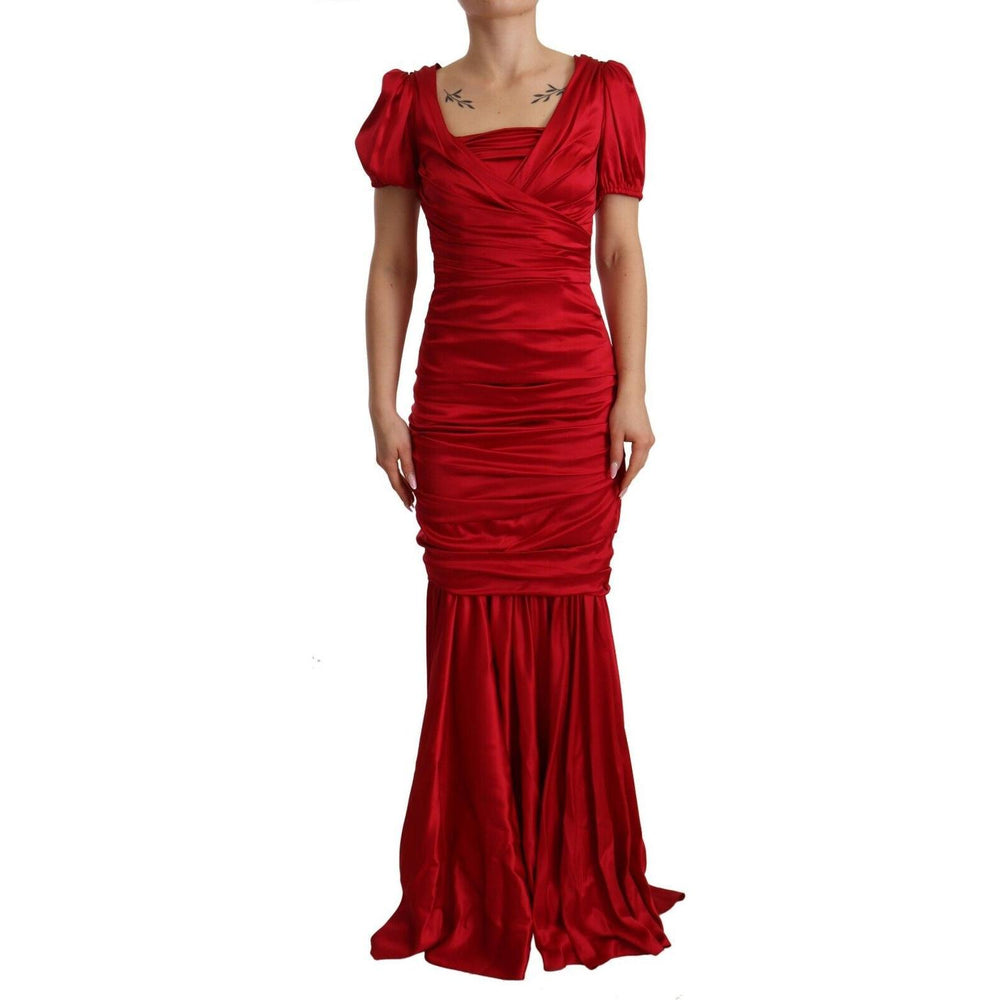 Dolce & Gabbana Red Silk Stretch Sheath Mermaid Gown Dress DR28308 - 40
