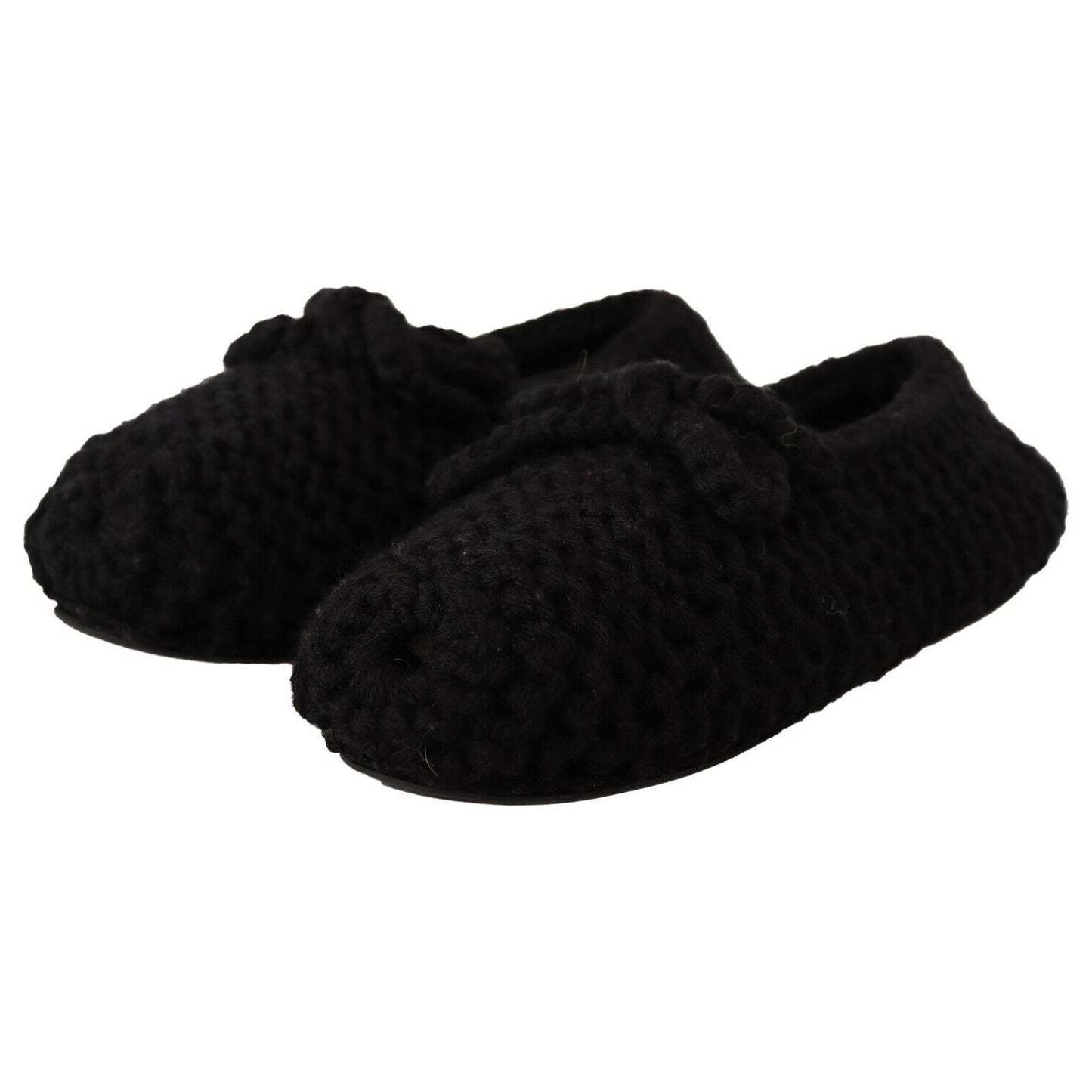 Dolce & Gabbana Elegant Black Wool Knit Ballet Flats Dolce & Gabbana Black