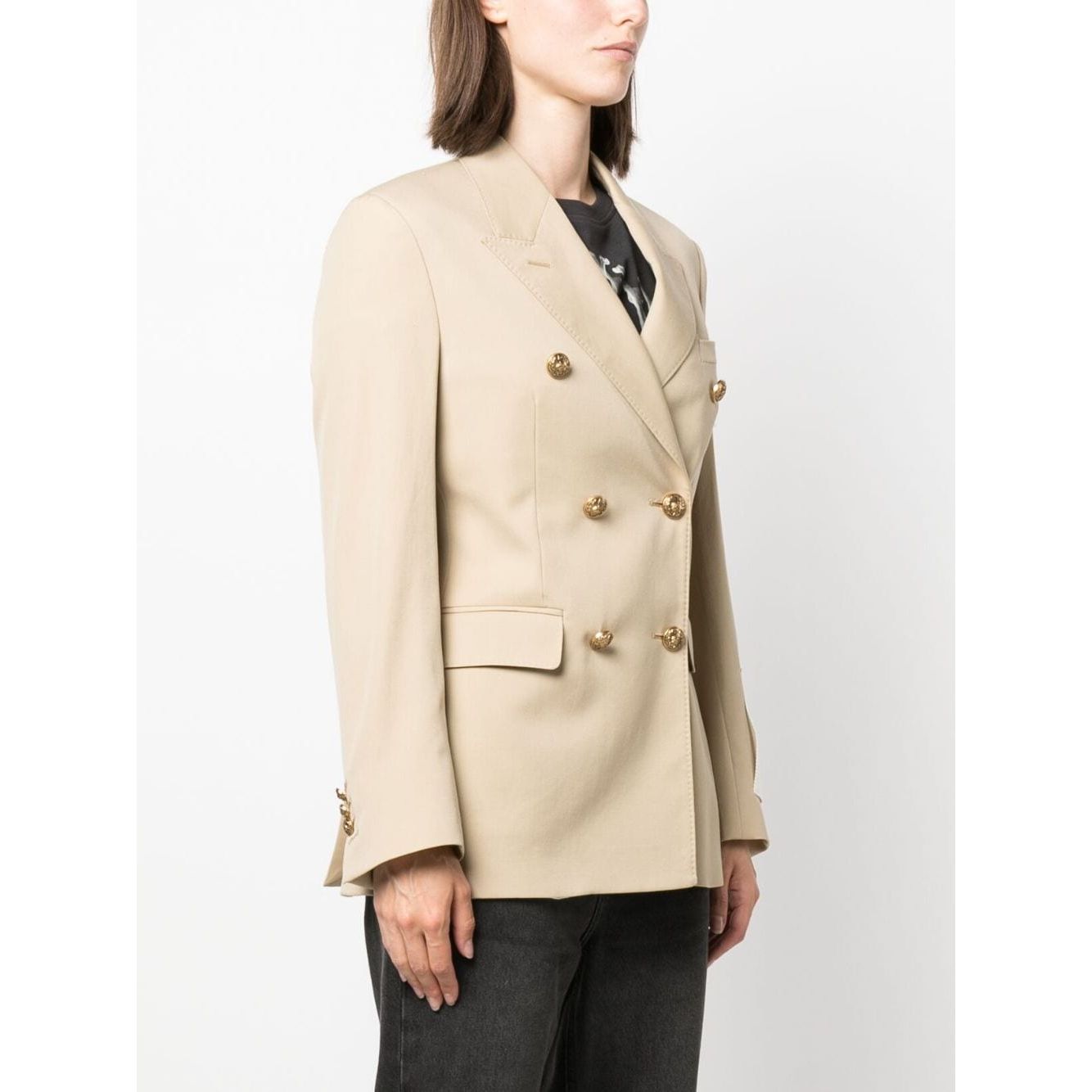 Golden Goose Virgin Wool Peak Lapels Jackets Beige