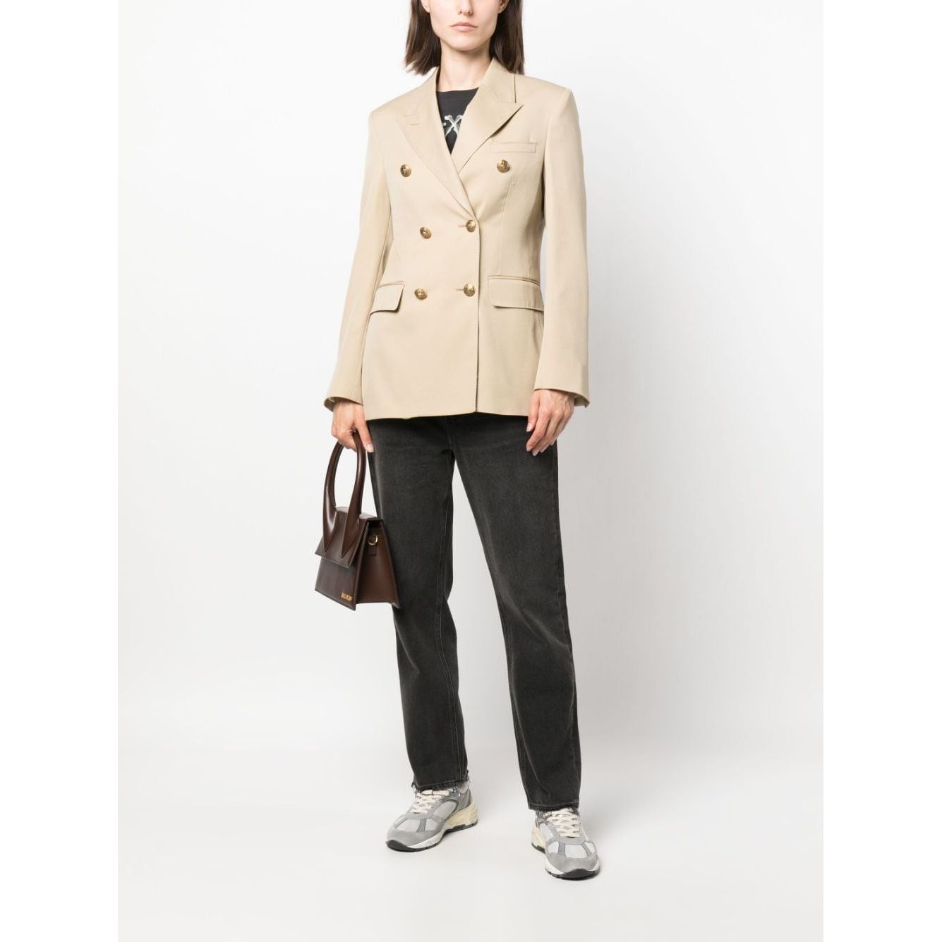 Golden Goose Virgin Wool Peak Lapels Jackets Beige