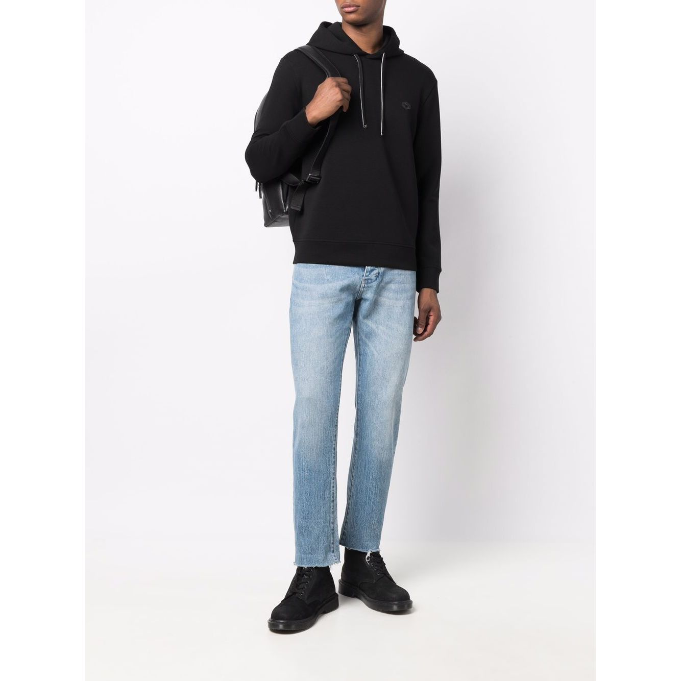 Emporio Armani Hooded sweatshirt with micro logo patch Topwear