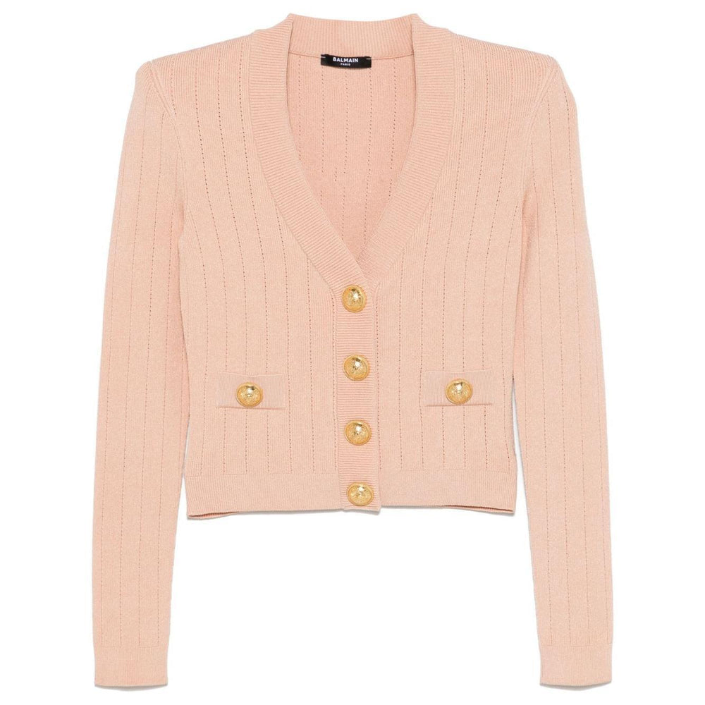 Balmain cropped Knit cardigan DF1KL007KB070LB-P25