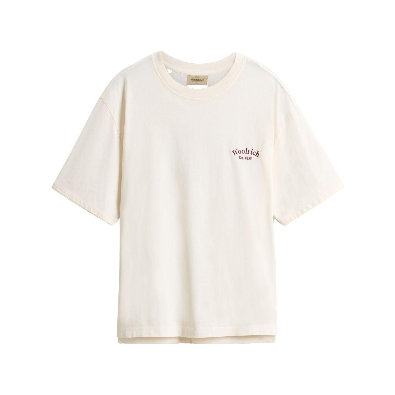 Woolrich Pure Pima Cotton T-Shirt with Logo Topwear Woolrich Beige