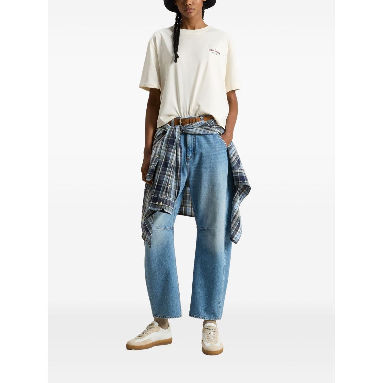 Woolrich Pure Pima Cotton T-Shirt with Logo Topwear Woolrich White Smoke