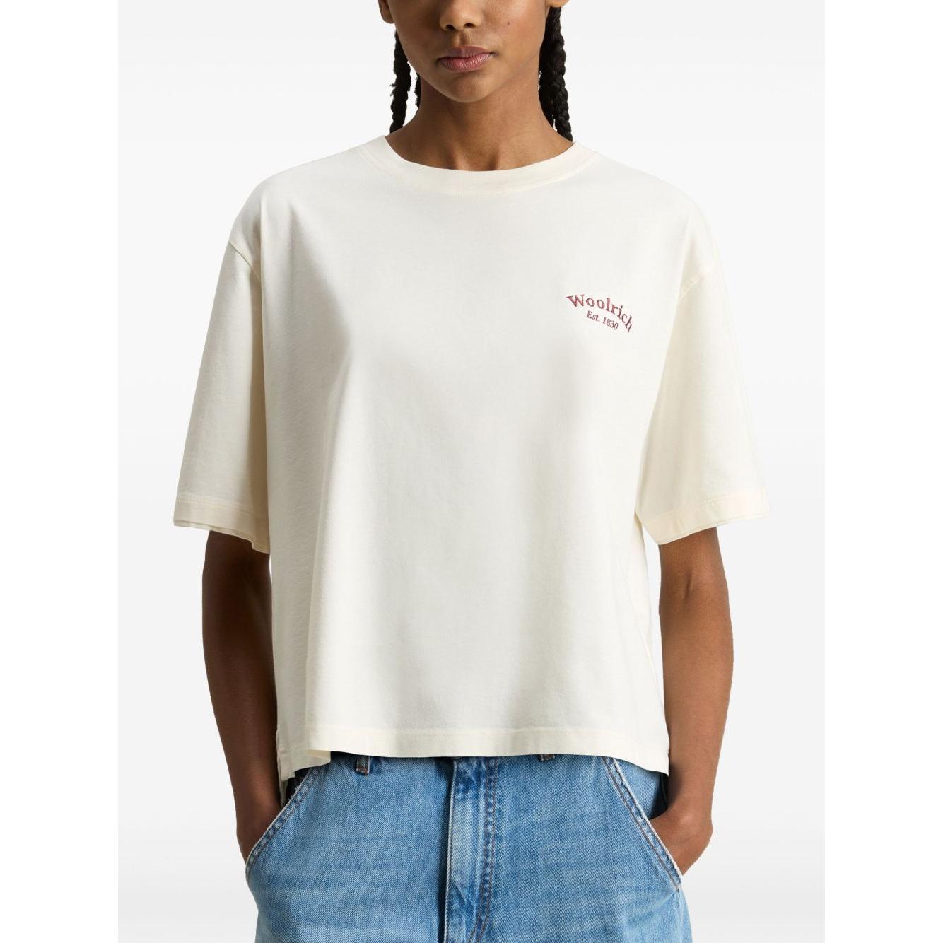 Woolrich Pure Pima Cotton T-Shirt with Logo Topwear Woolrich Beige