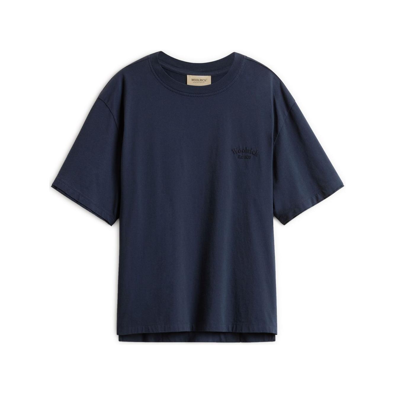 Woolrich Pure Pima Cotton T-Shirt with Logo Topwear Woolrich Dark Slate Gray