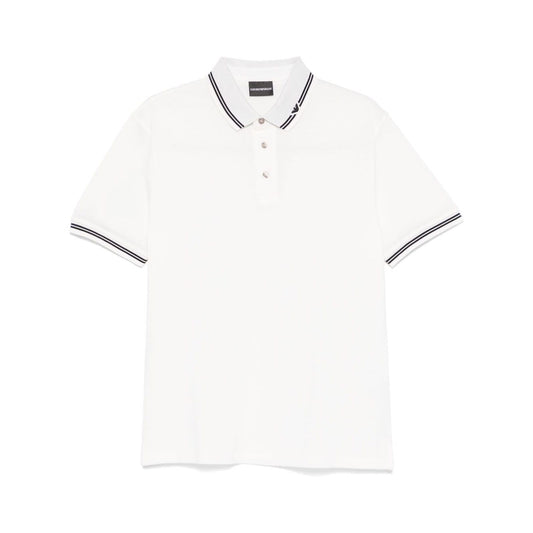 Emporio Armani Piqué polo shirt with piped collar Topwear