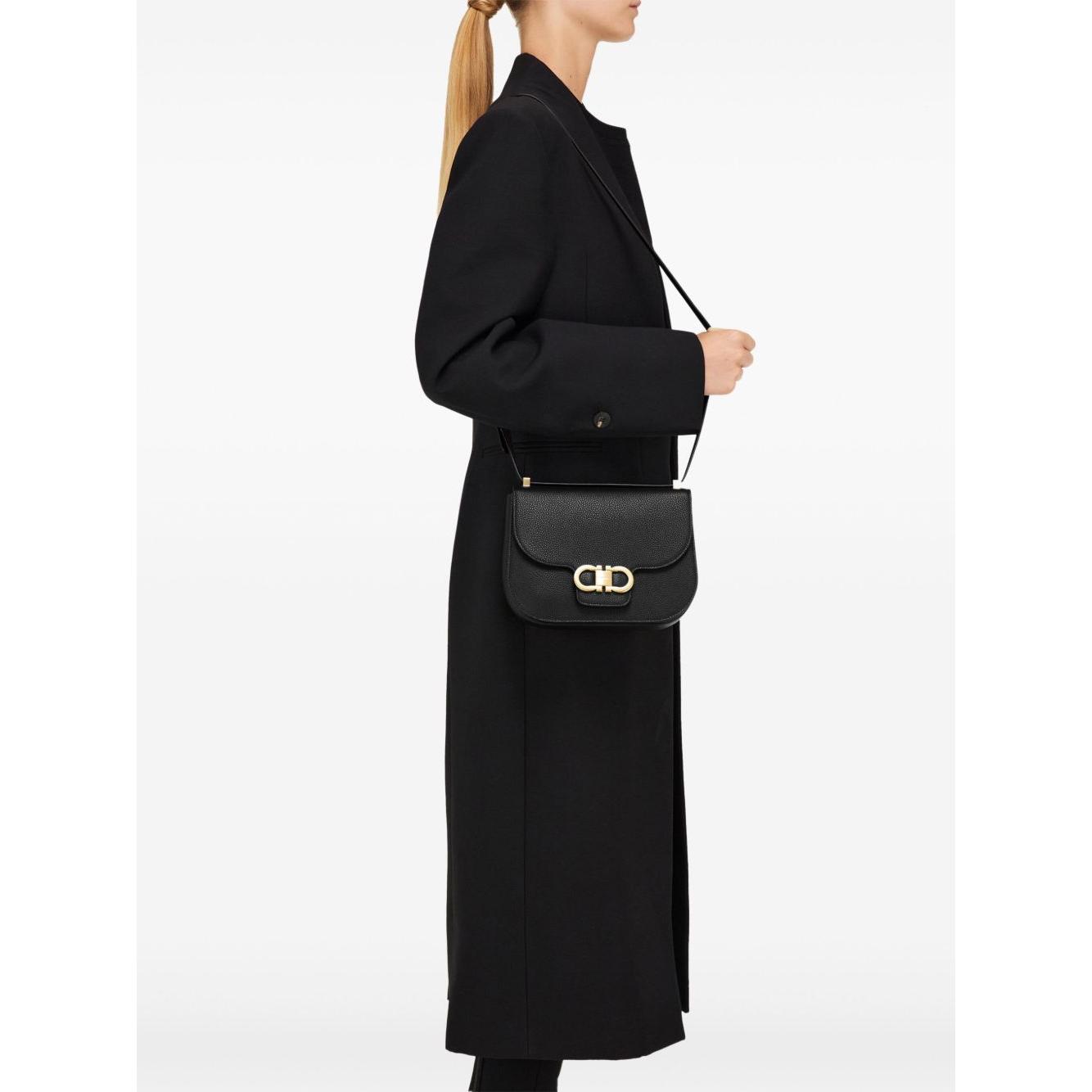 Ferragamo Double Gancini Shoulder Bag Shoulder Ferragamo White Smoke