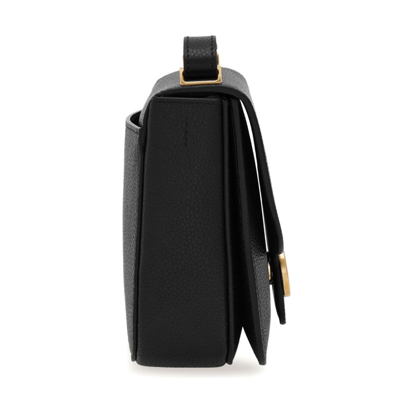 Ferragamo Double Gancini Shoulder Bag Shoulder Ferragamo Black