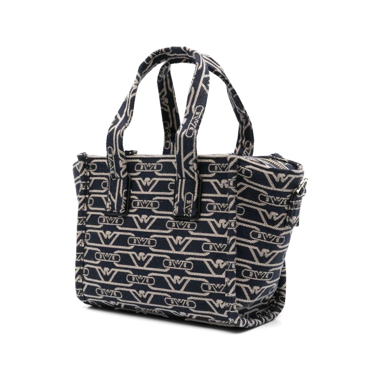 Emporio Armani Small tote bag in all-over monogram jacquard canvas Shopper Emporio Armani Dark Slate Gray