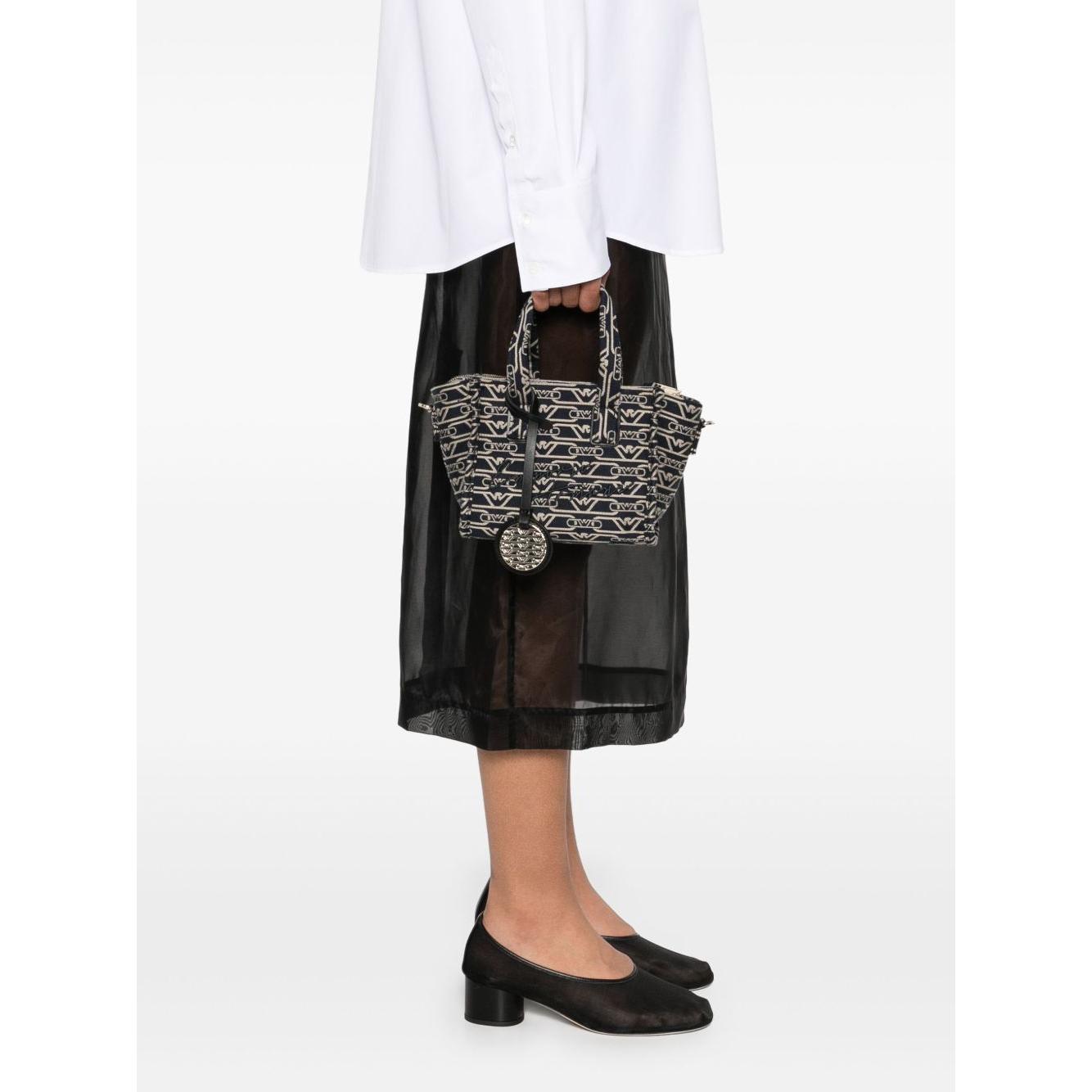 Emporio Armani Small tote bag in all-over monogram jacquard canvas Shopper Emporio Armani White Smoke