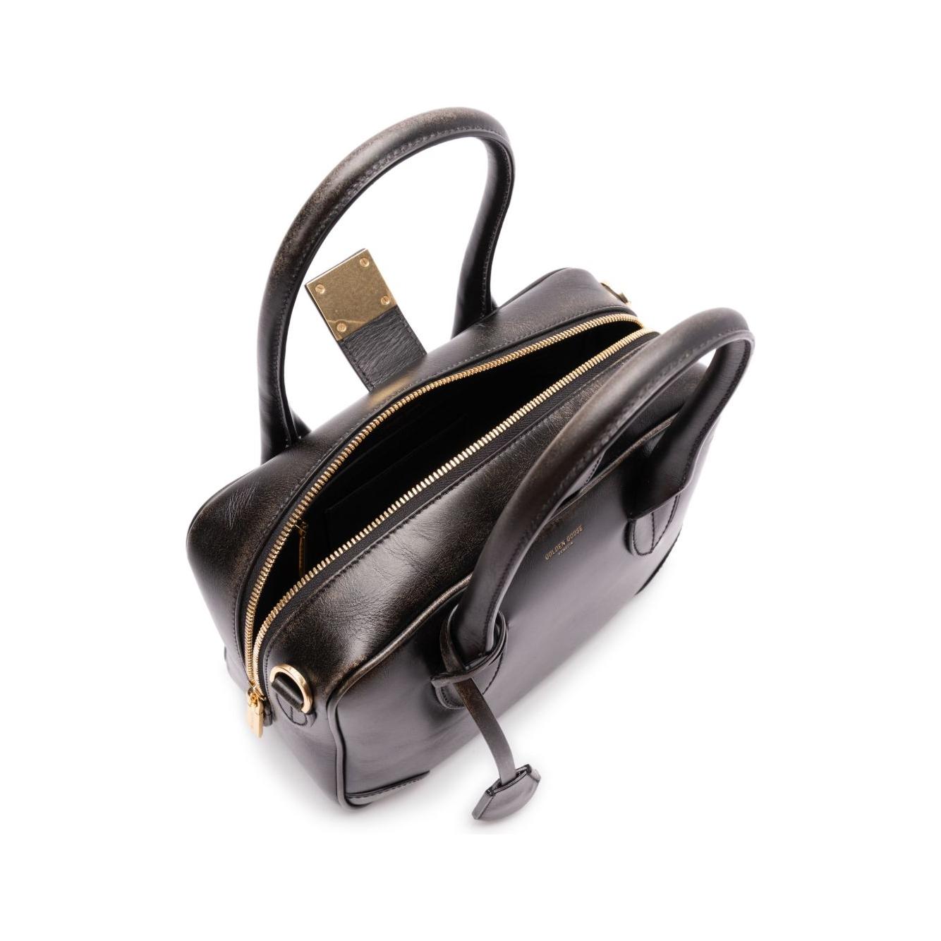Golden Goose Vita Bag in smooth black leather and gold details Handbag Golden Goose Dark Slate Gray