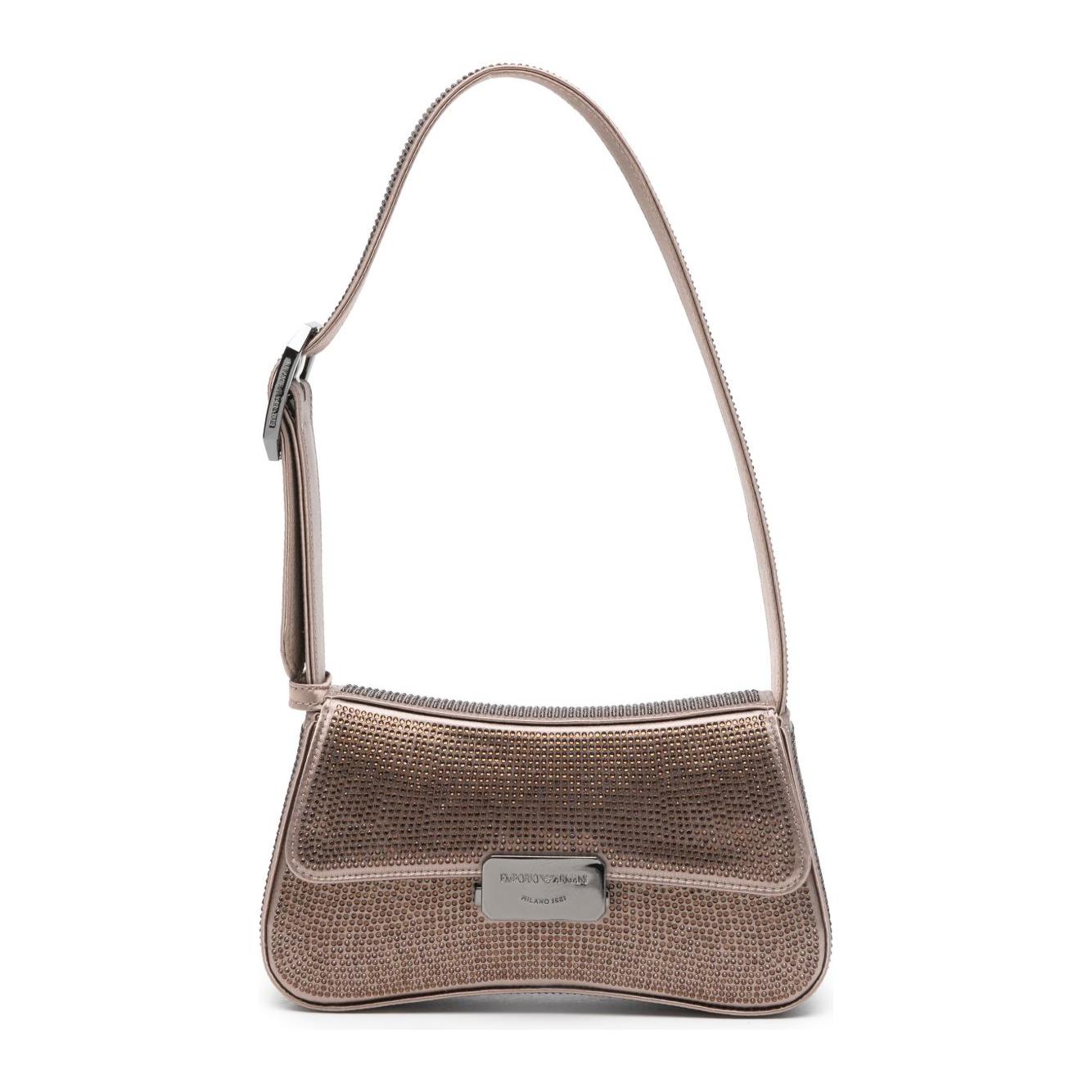 Emporio Armani Satin shoulder bag with rhinestones