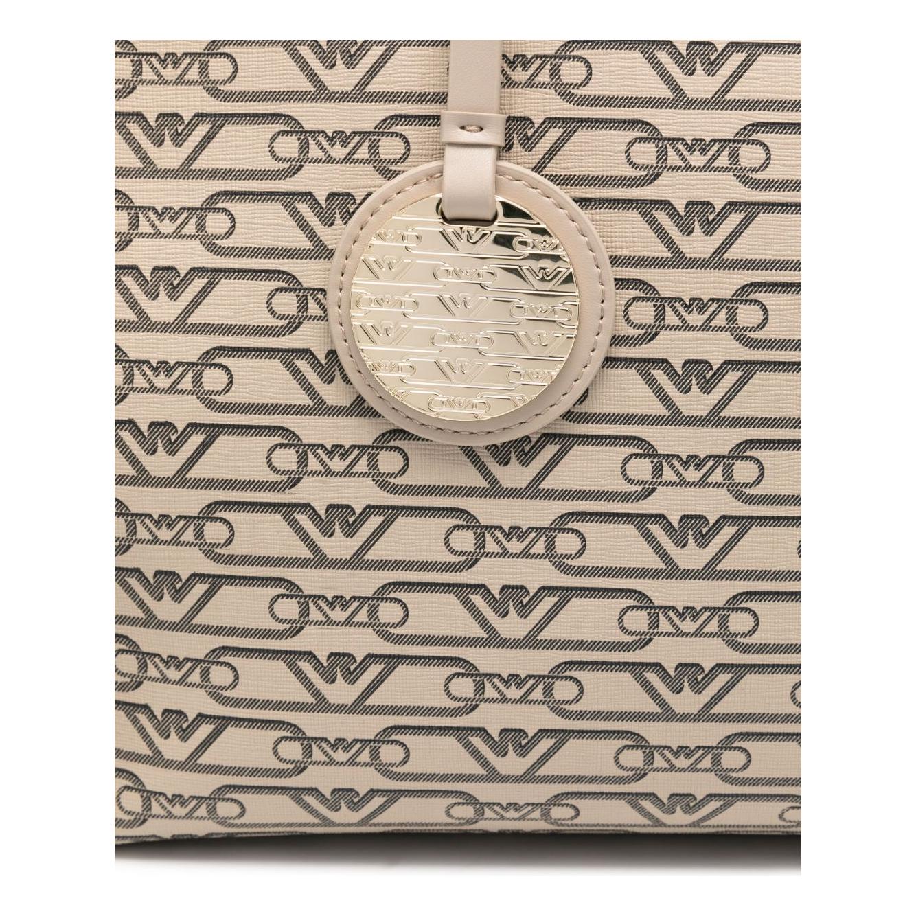 Emporio Armani Medium shopper bag with all-over monogram print Shopper Emporio Armani Tan
