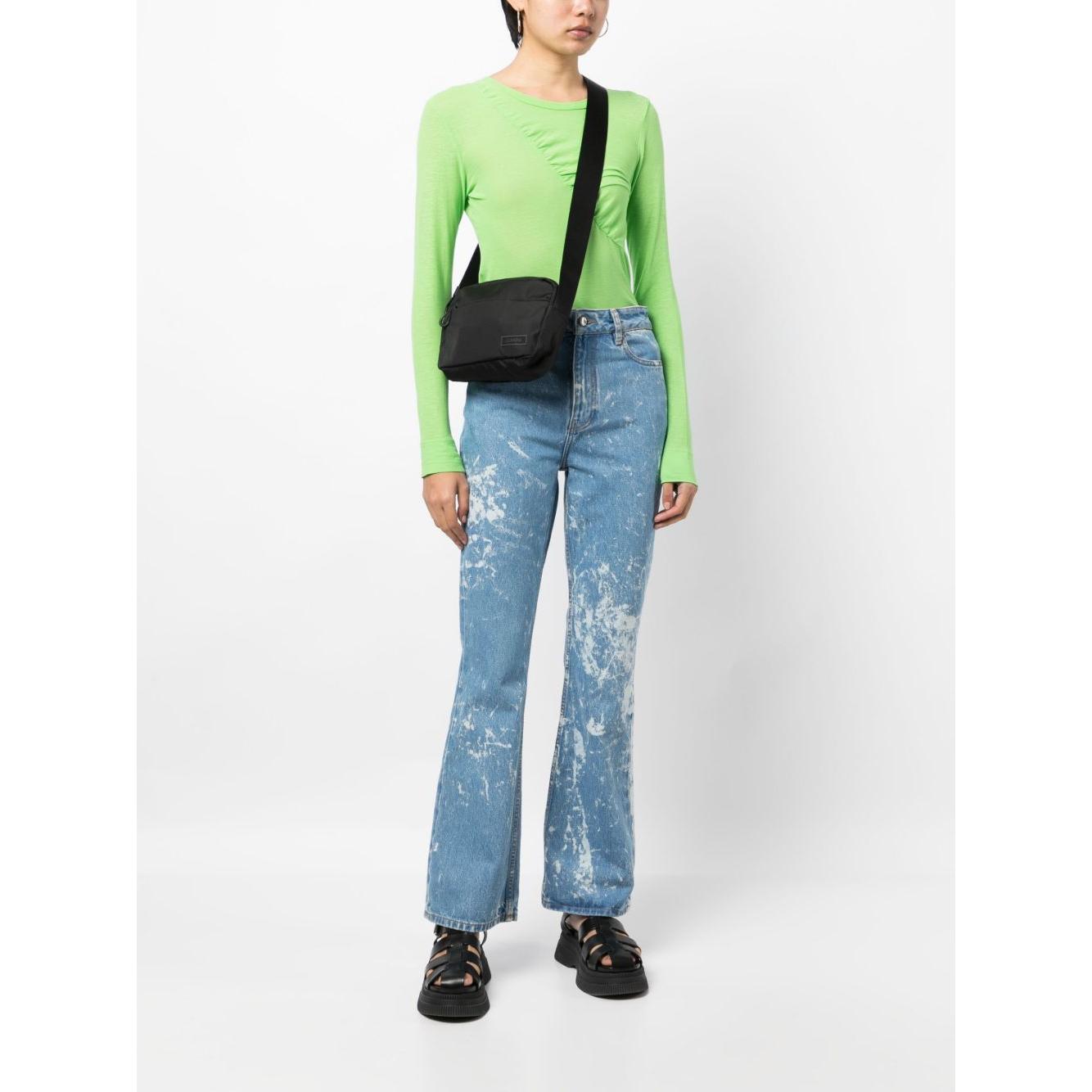 Ganni logo-patch crossbody bag Shoulder Ganni Beige