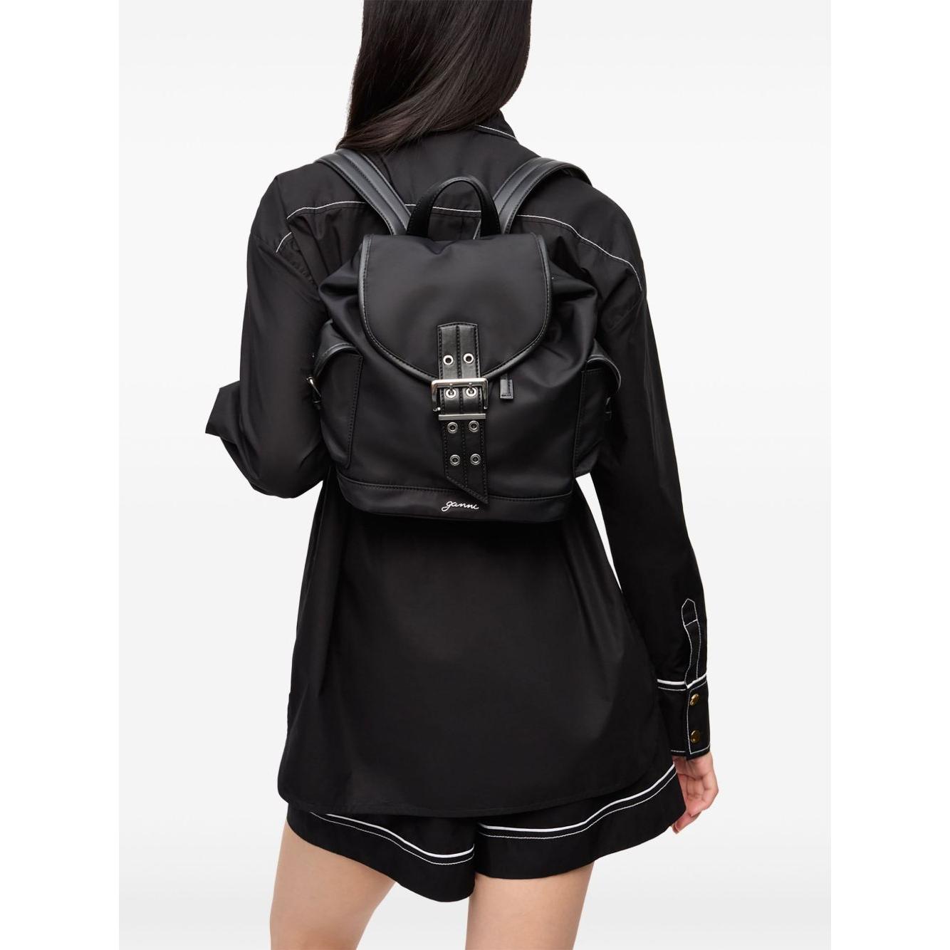 Ganni Small Bucky Nylon Backpack Backpacks Ganni Black