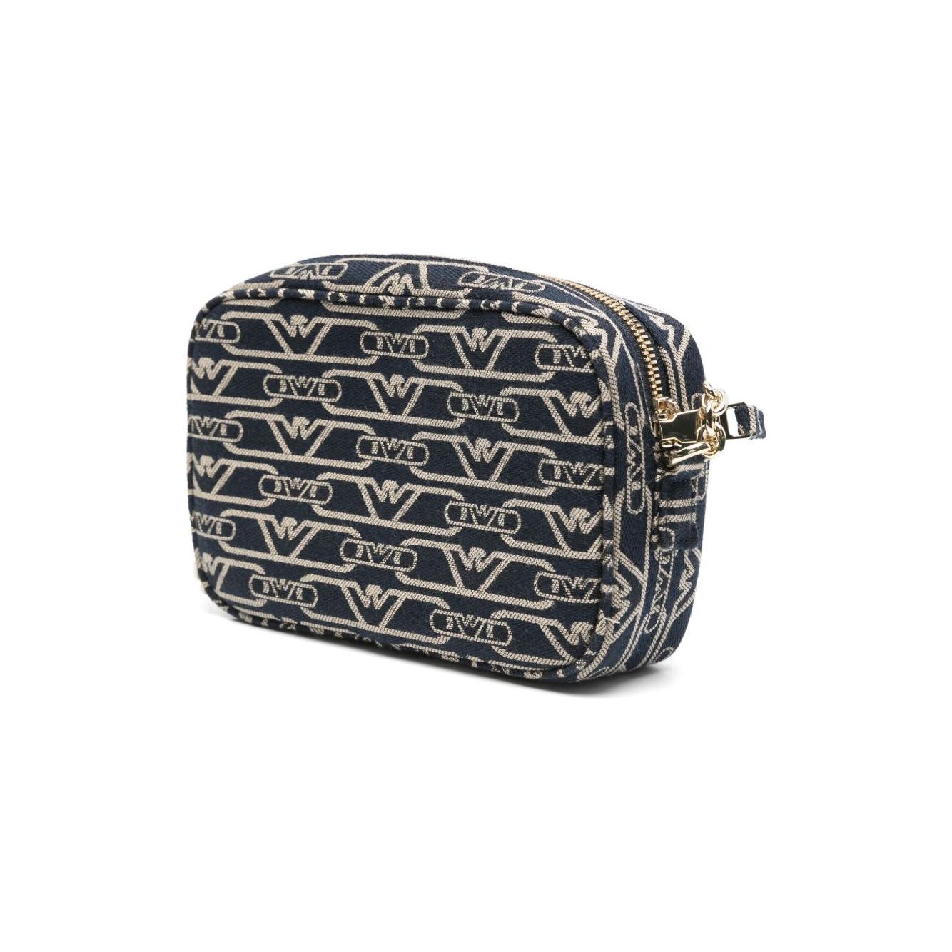 Emporio Armani Jacquard canvas camera case with all-over monogram and chain shoulder strap Clutches Emporio Armani Dark Slate Gray