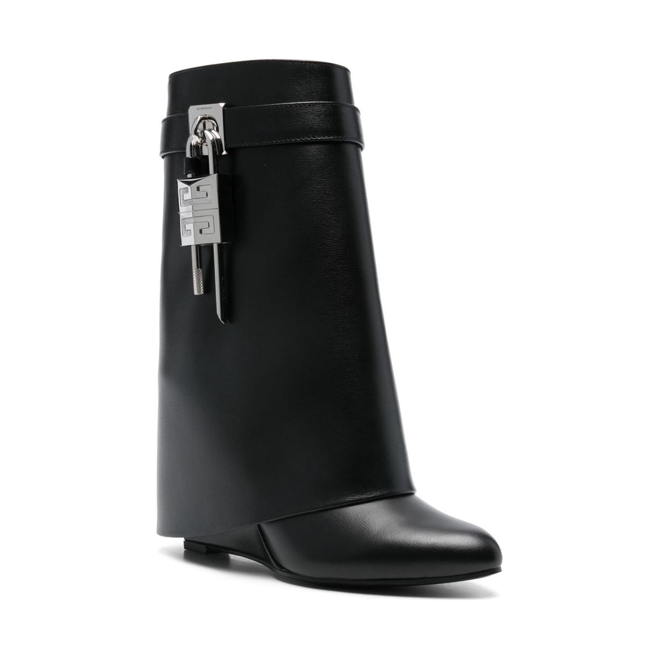 Givenchy Shark lock-embellished glossed-leather ankle boots