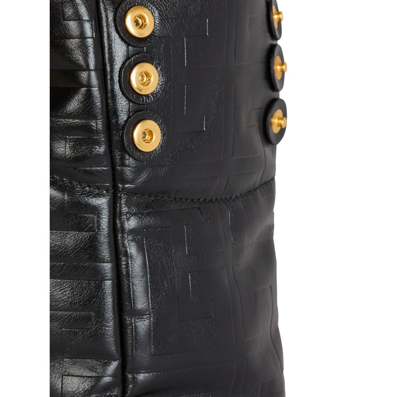 Balmain 1945 Soft PB-monogrammed crinkled small leather tote bag FN1FD871LETF0PA-AI25