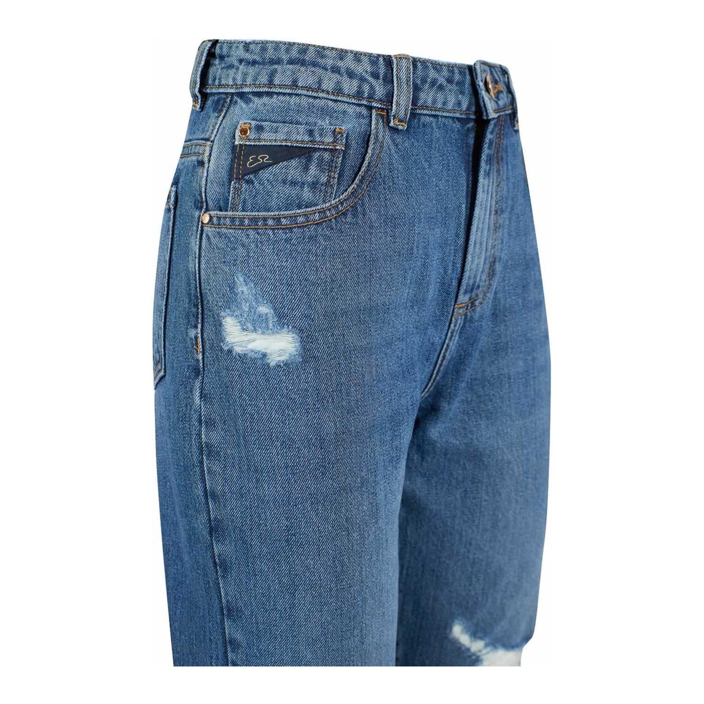 Yes Zee Blue Cotton Women's High-Waisted Jean Yes Zee Dark Slate Blue
