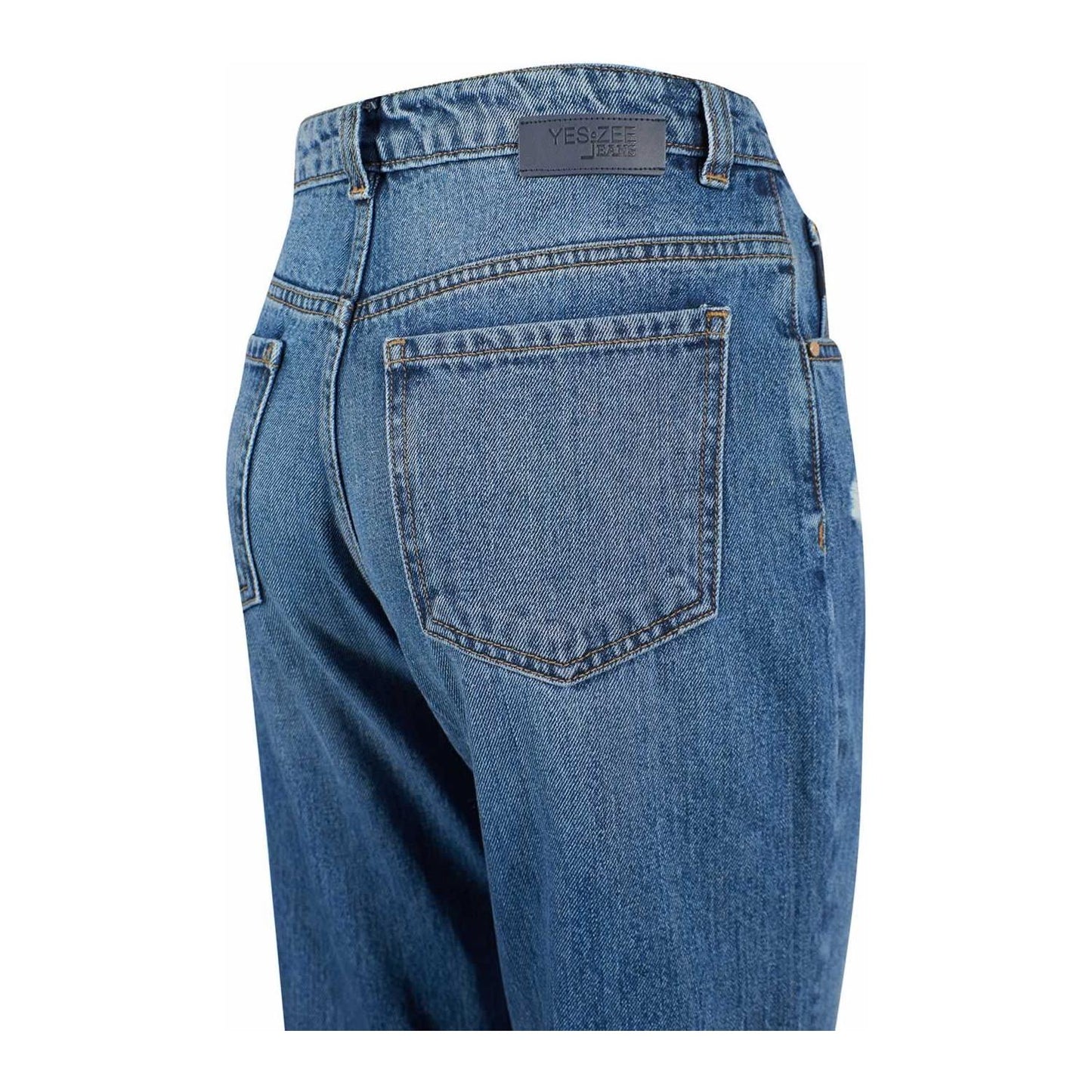 Yes Zee Blue Cotton Women's High-Waisted Jean Yes Zee Dark Slate Blue