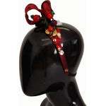 Dolce & Gabbana Cherry Silk Crystal Bow Logo Diadem Tiara Headband SMY100844