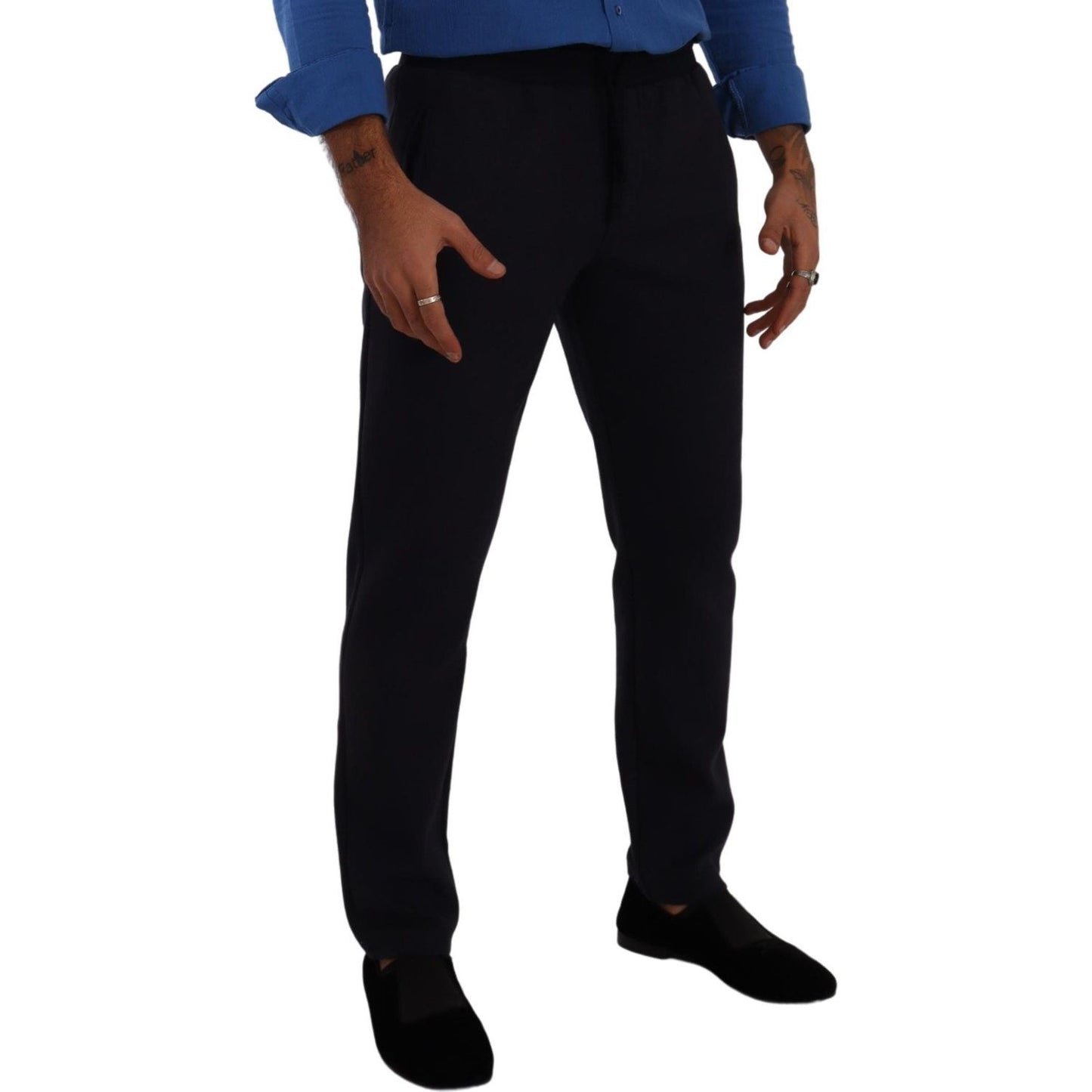 Dolce & Gabbana Blue Cotton Stretch Jogging Trouser Pants