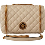 Versace Elegant White Nappa Leather Shoulder Bag 8054712068980