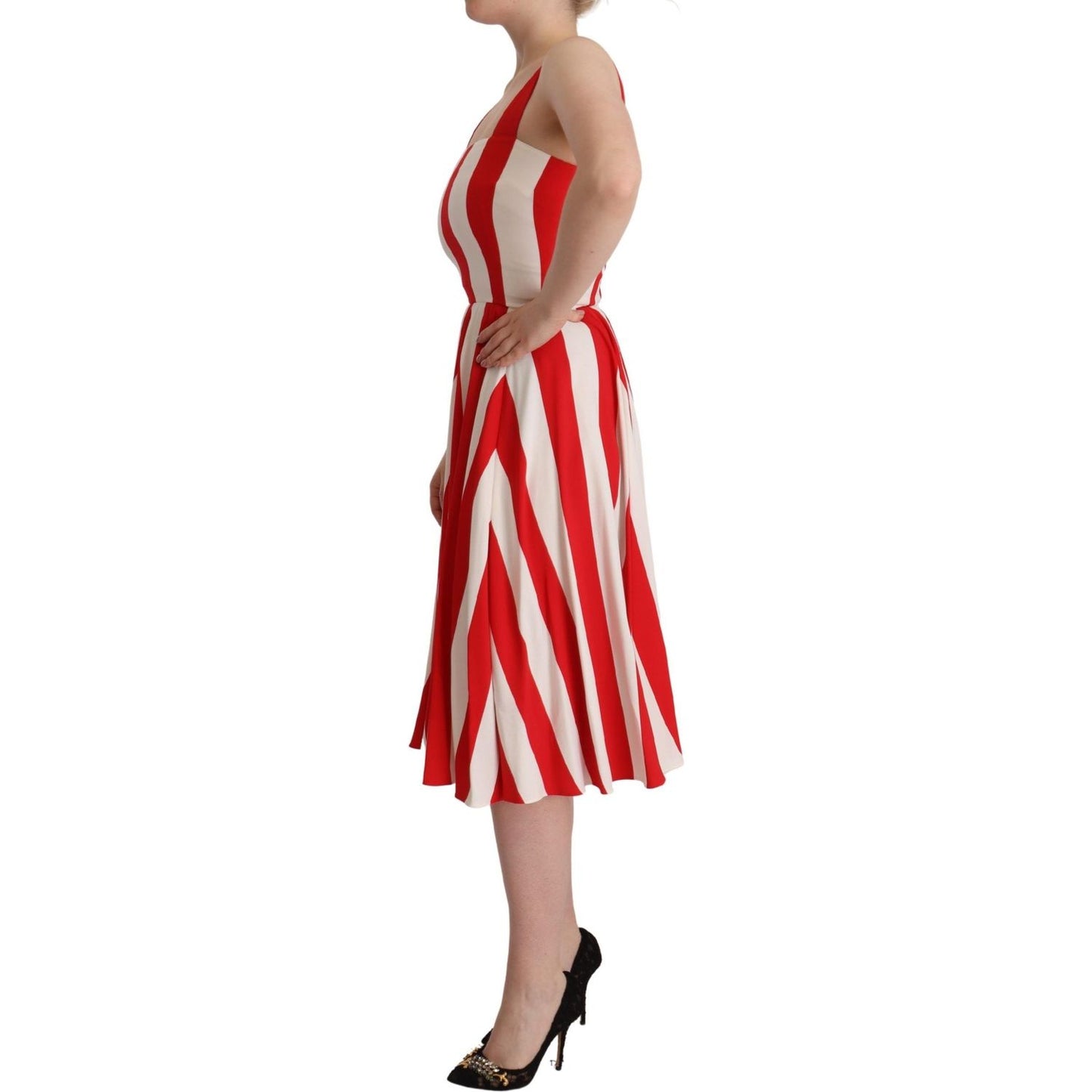 Dolce & Gabbana White Red Stretch Shift A-line Gown Dress