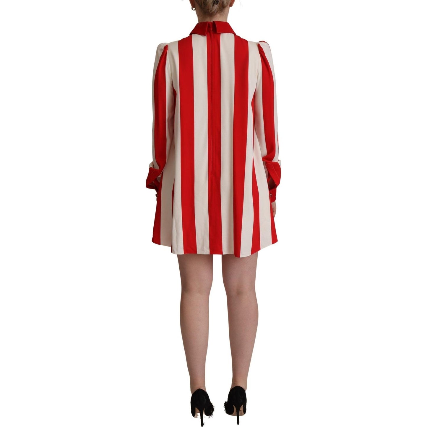 Dolce & Gabbana Elegant Striped Shirt Mini Dress Dolce & Gabbana Brown
