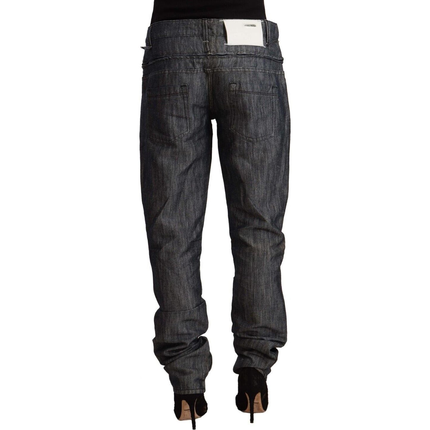 Acht Dark Gray Ramie Mid Wide Waist Straight Denim Jeans