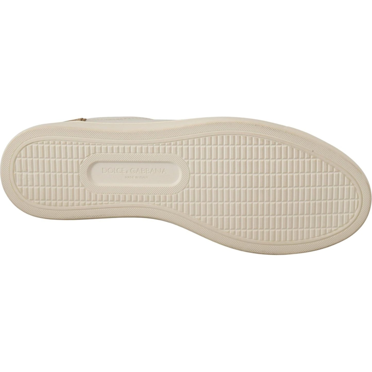Dolce & Gabbana Elegant White Leather Sneakers with Gold Accents Dolce & Gabbana Gray