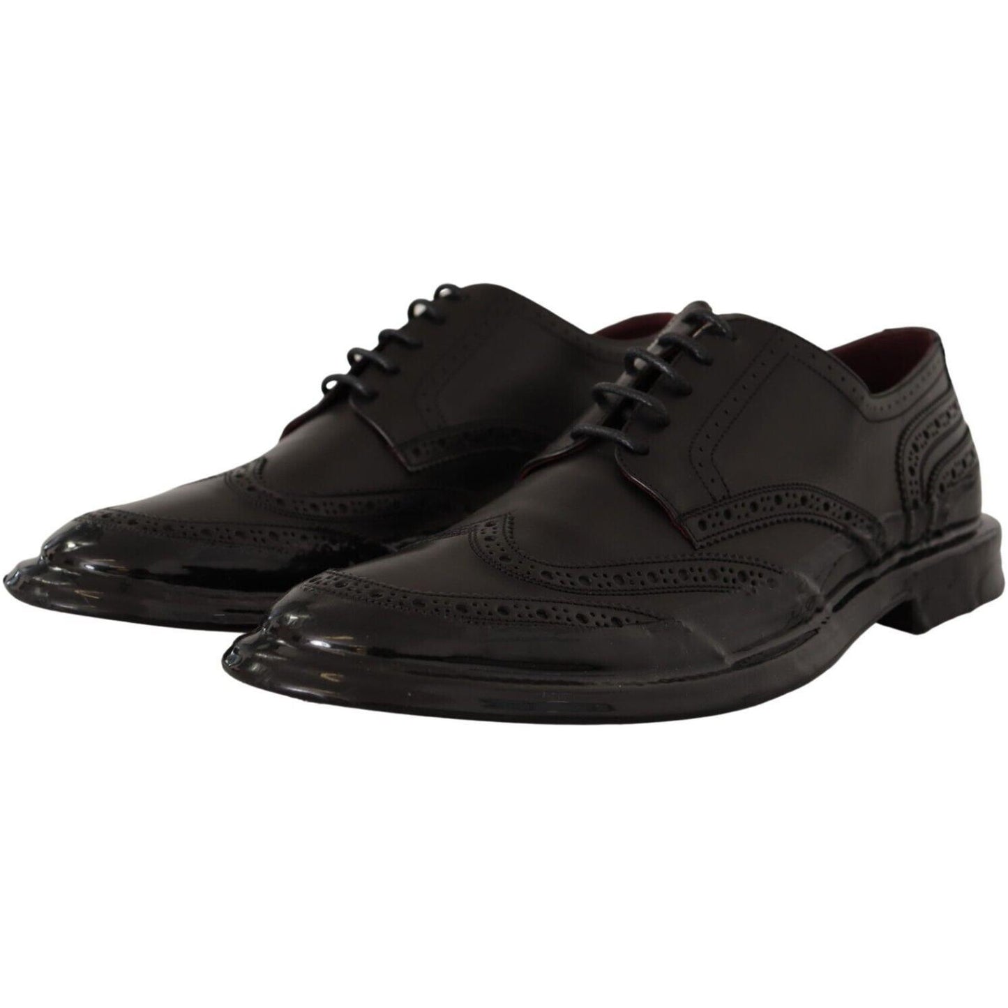 Dolce & Gabbana Black Leather Oxford Wingtip Formal Derby Shoes MV4688 - 43