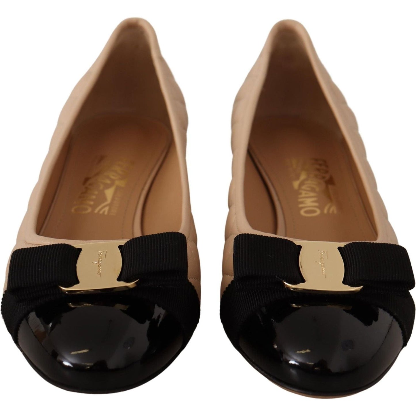 Salvatore Ferragamo Elegant Quilted Leather Pumps in Beige and Black WOMAN PUMPS Salvatore Ferragamo Black