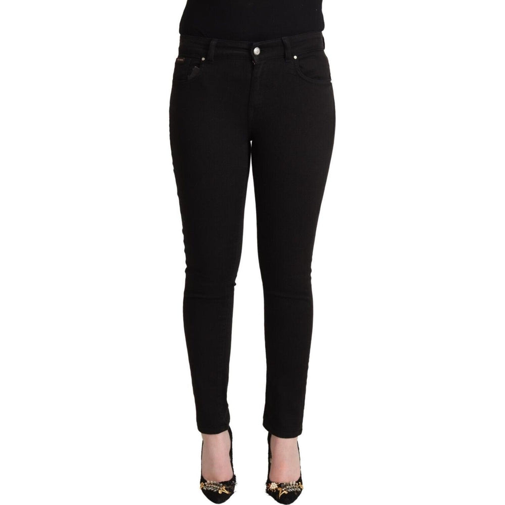 Dolce & Gabbana Black Cotton Mid Waist Denim Slim Fit Jeans PAn73036 - 42
