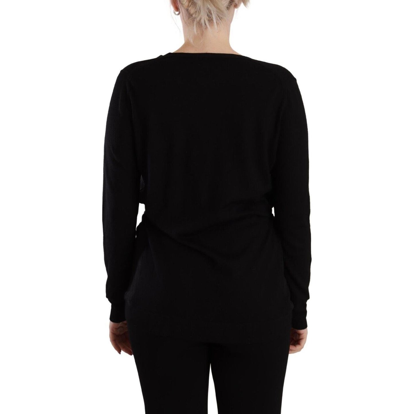 Dolce & Gabbana Black Wool V-neck Long Sleeves Pullover Top TSH7615 - 42