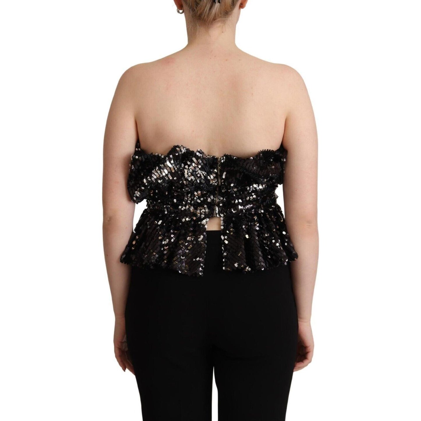 Aniye By Black Sequined Polyester Strapless Cocktail Blouse Top TSH7635 - 42