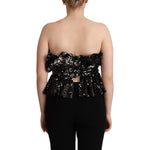Aniye By Black Sequined Polyester Strapless Cocktail Blouse Top TSH7635 - 42