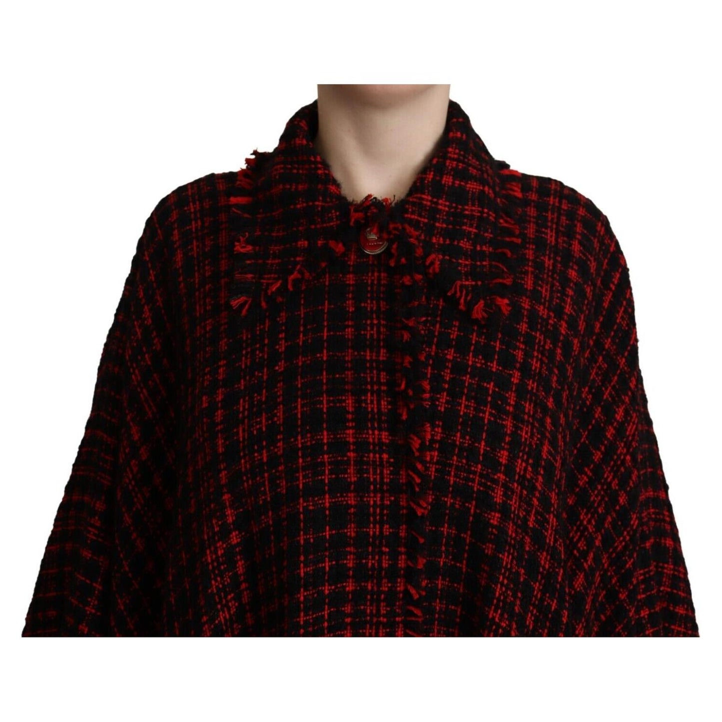 Dolce & Gabbana Black Red Cotton Checkered Over Coat Jacket KOS1933 - 40