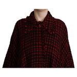 Dolce & Gabbana Black Red Cotton Checkered Over Coat Jacket KOS1933 - 40