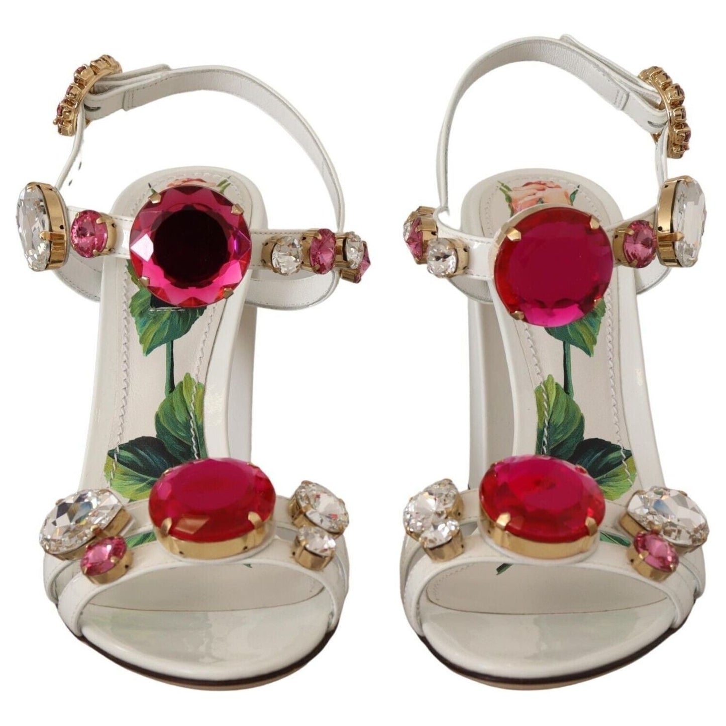 Dolce & Gabbana Keira Crystal-Embellished Ankle Strap Heels Dolce & Gabbana Gray