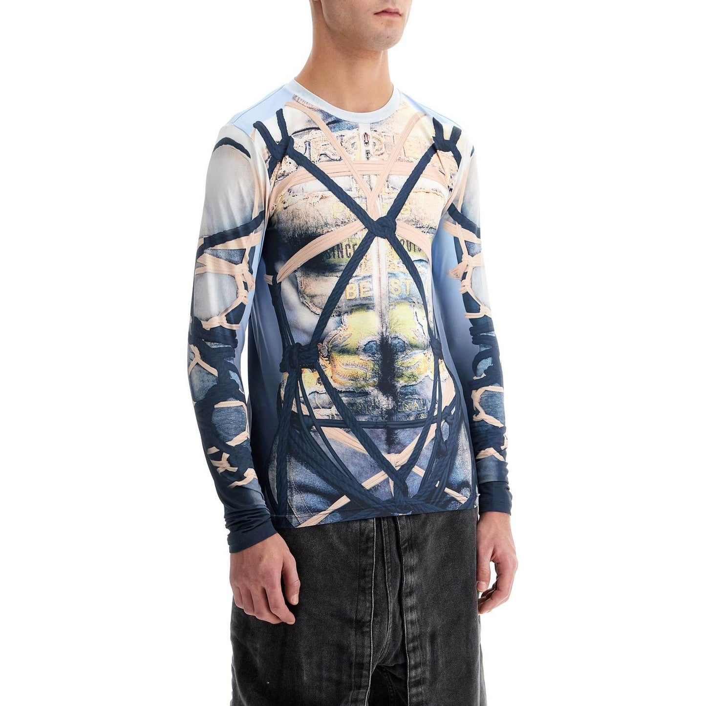 Y Project bondage print t-shirt Topwear Y Project Light Gray