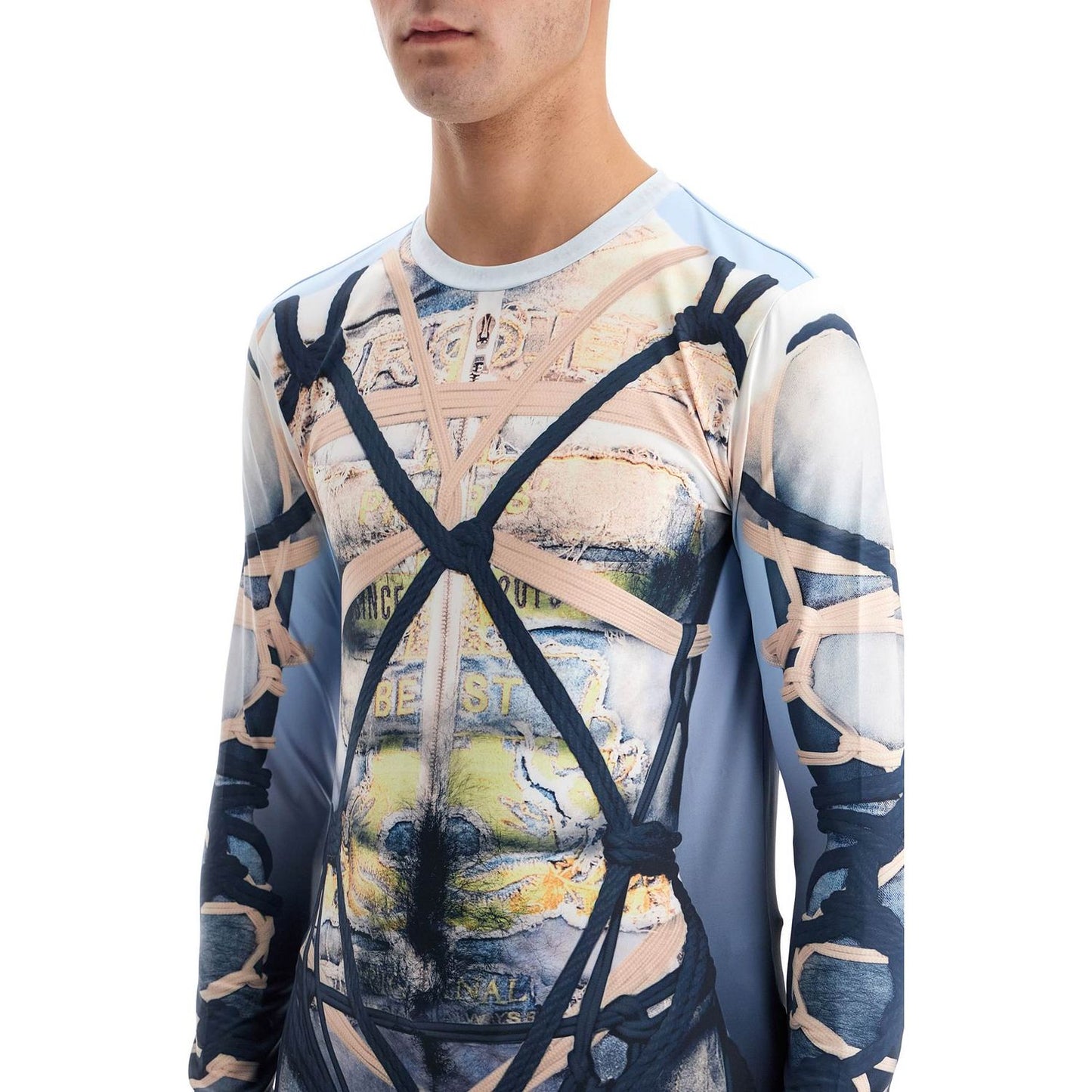 Y Project bondage print t-shirt Topwear Y Project Gray
